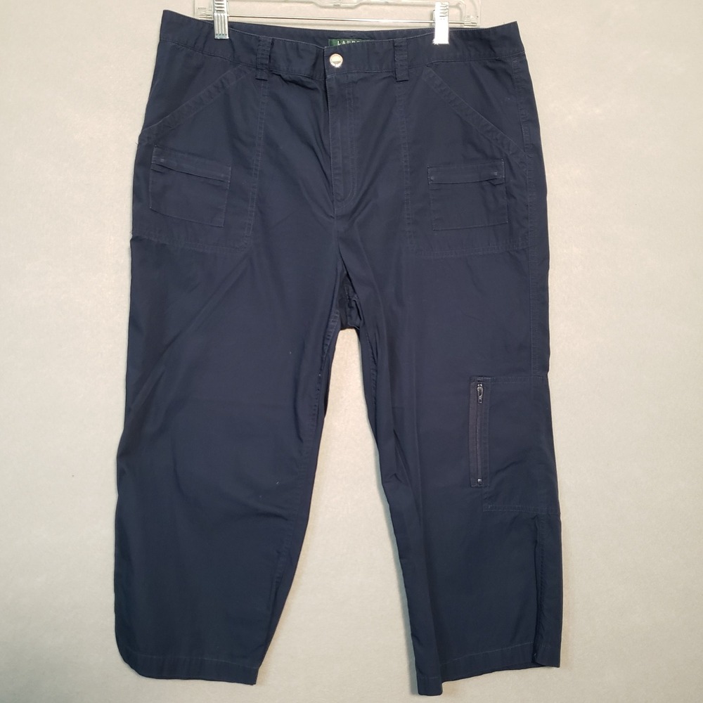 Lauren Ralph Lauren 14 Cargo Capri Pants Navy Blue Utility Cotton Gorpcore
